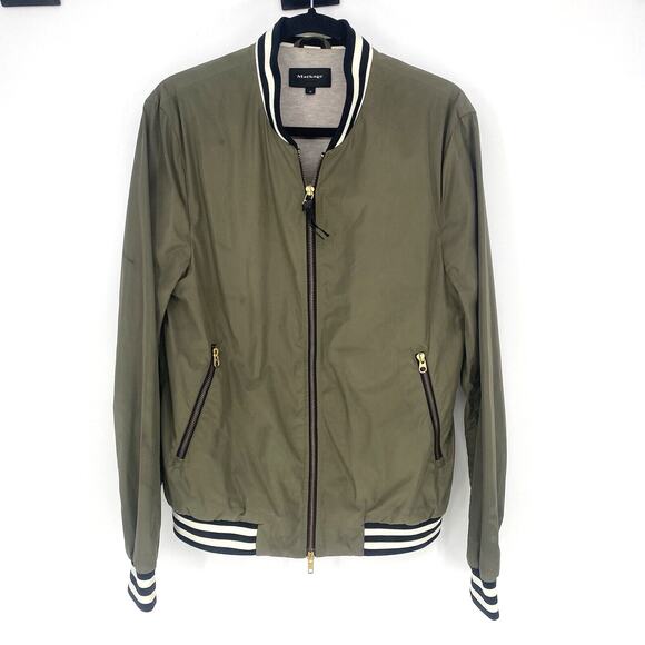 Mackage Satin Bomber Jacket Green Mens Size 40